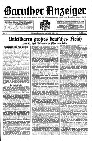 Baruther Anzeiger vom 23.03.1938