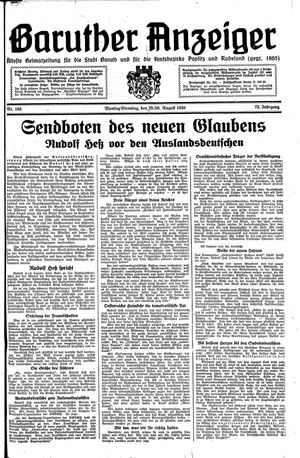 Baruther Anzeiger vom 29.08.1938
