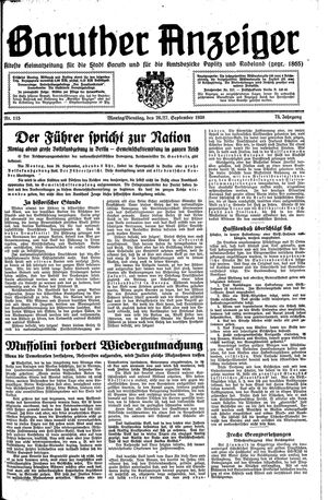 Baruther Anzeiger vom 26.09.1938