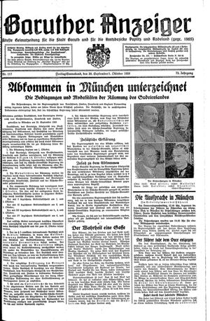 Baruther Anzeiger vom 30.09.1938
