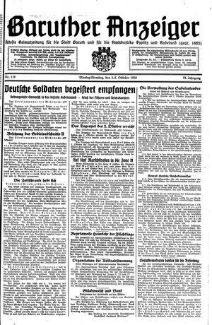 Baruther Anzeiger vom 03.10.1938