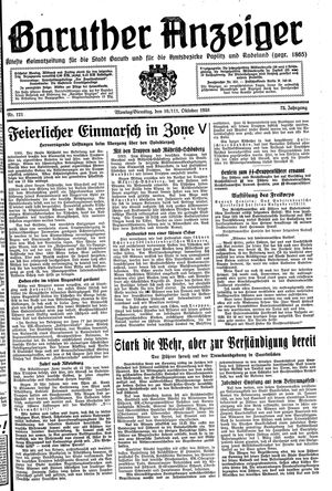 Baruther Anzeiger vom 10.10.1938
