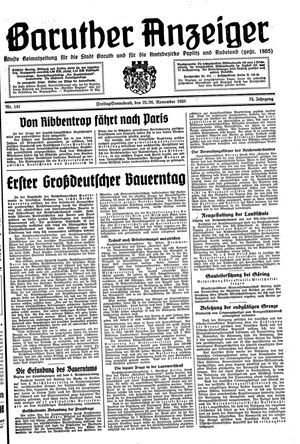 Baruther Anzeiger vom 25.11.1938