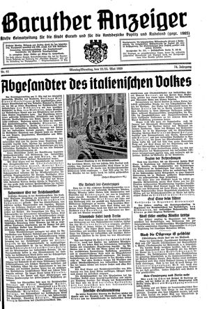 Baruther Anzeiger vom 22.05.1939