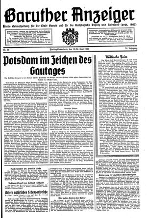 Baruther Anzeiger vom 23.06.1939