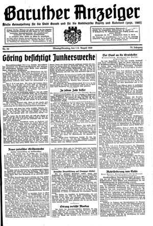 Baruther Anzeiger vom 07.08.1939