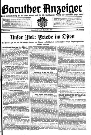 Baruther Anzeiger vom 02.09.1939