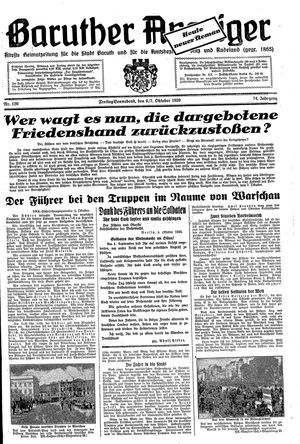 Baruther Anzeiger vom 06.10.1939