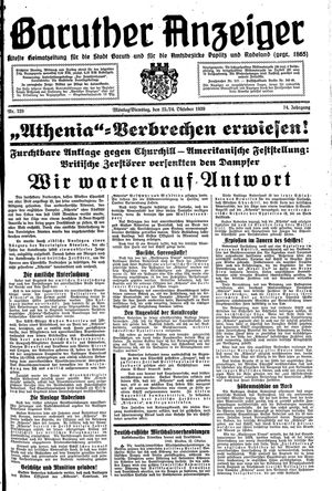 Baruther Anzeiger vom 23.10.1939