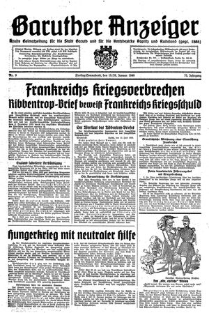 Baruther Anzeiger vom 19.01.1940