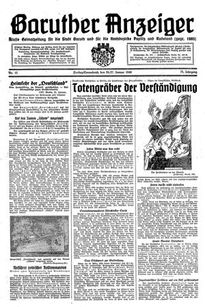 Baruther Anzeiger vom 26.01.1940
