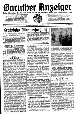 Baruther Anzeiger vom 16.02.1940