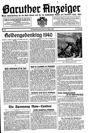 Baruther Anzeiger vom 08.03.1940