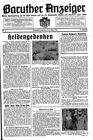 Baruther Anzeiger vom 11.03.1940