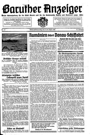 Baruther Anzeiger vom 17.04.1940