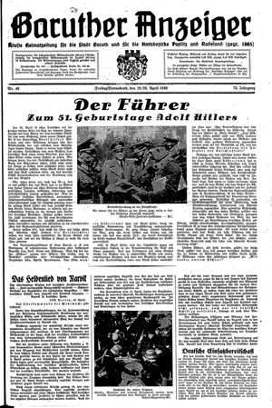 Baruther Anzeiger vom 19.04.1940