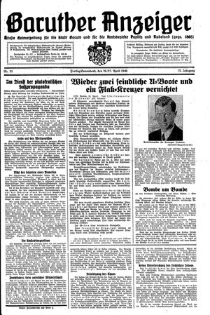 Baruther Anzeiger vom 26.04.1940
