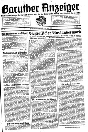 Baruther Anzeiger vom 07.06.1940