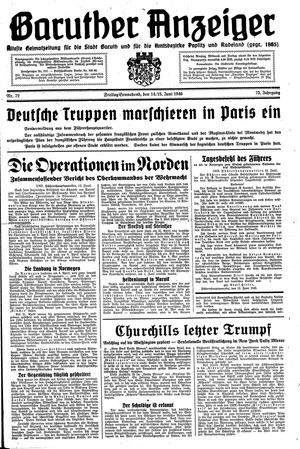 Baruther Anzeiger vom 14.06.1940