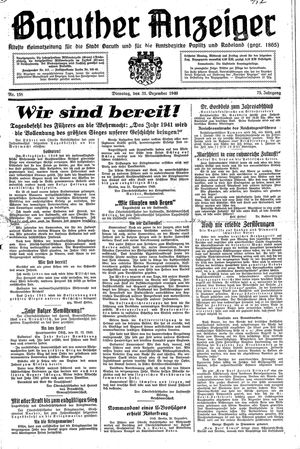 Baruther Anzeiger vom 31.12.1940