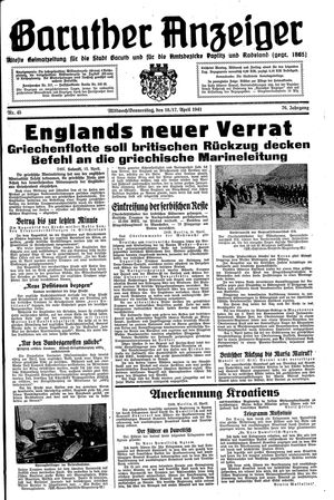 Baruther Anzeiger vom 16.04.1941
