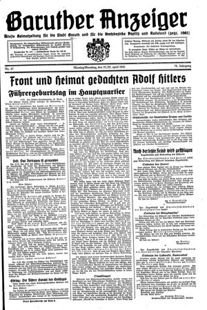 Baruther Anzeiger vom 21.04.1941