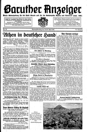 Baruther Anzeiger vom 28.04.1941