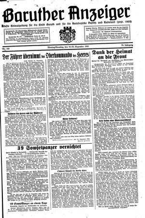 Baruther Anzeiger vom 22.12.1941