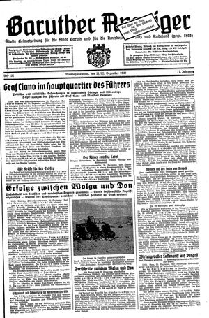 Baruther Anzeiger vom 21.12.1942