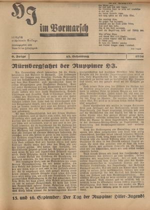 HJ im Vormarsch / hrsg. vom Bann 24 der Hitler-Jugend vom 15.09.1934