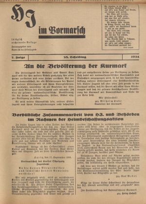 HJ im Vormarsch / hrsg. vom Bann 24 der Hitler-Jugend vom 28.09.1934