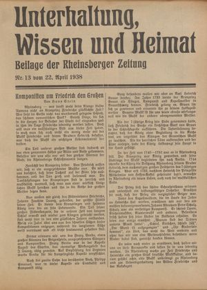 Unterhaltung, Wissen und Heimat vom 22.04.1938