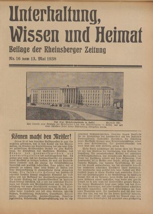 Unterhaltung, Wissen und Heimat vom 13.05.1938