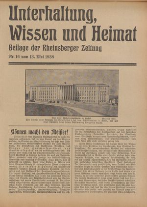 Unterhaltung, Wissen und Heimat vom 13.05.1938