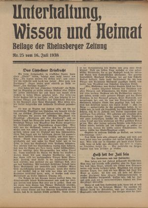 Unterhaltung, Wissen und Heimat on Jul 16, 1938