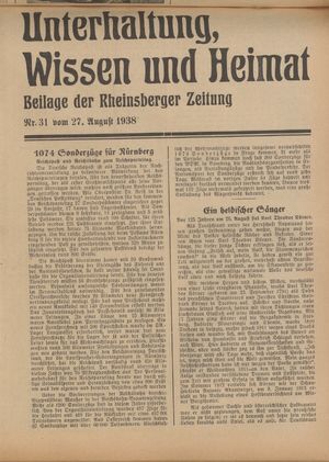Unterhaltung, Wissen und Heimat vom 27.08.1938