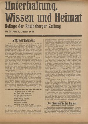 Unterhaltung, Wissen und Heimat vom 08.10.1938