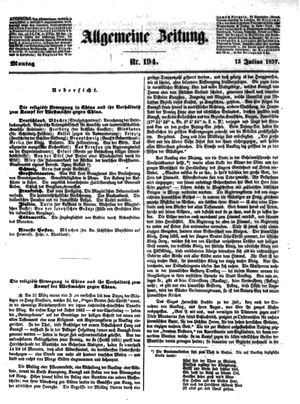 Allgemeine Zeitung vom 13.07.1857