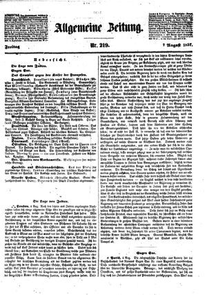 Allgemeine Zeitung vom 07.08.1857