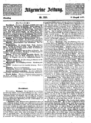 Allgemeine Zeitung vom 11.08.1857
