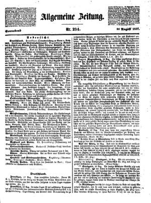 Allgemeine Zeitung vom 22.08.1857