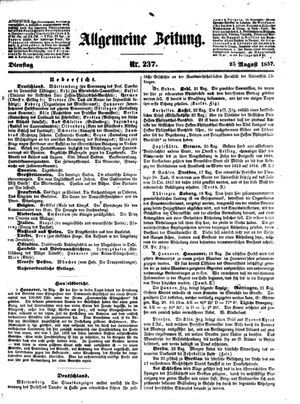 Allgemeine Zeitung vom 25.08.1857