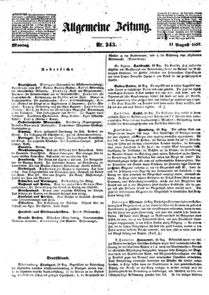 Allgemeine Zeitung vom 31.08.1857