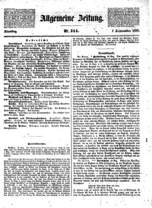 Allgemeine Zeitung vom 01.09.1857