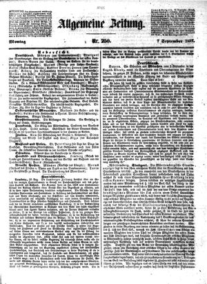 Allgemeine Zeitung vom 07.09.1857