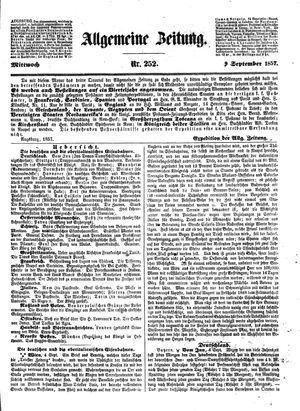Allgemeine Zeitung vom 09.09.1857