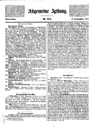Allgemeine Zeitung vom 10.09.1857