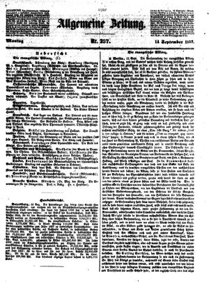 Allgemeine Zeitung vom 14.09.1857
