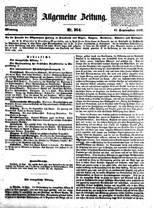 Allgemeine Zeitung vom 21.09.1857