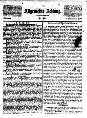 Allgemeine Zeitung vom 22.09.1857